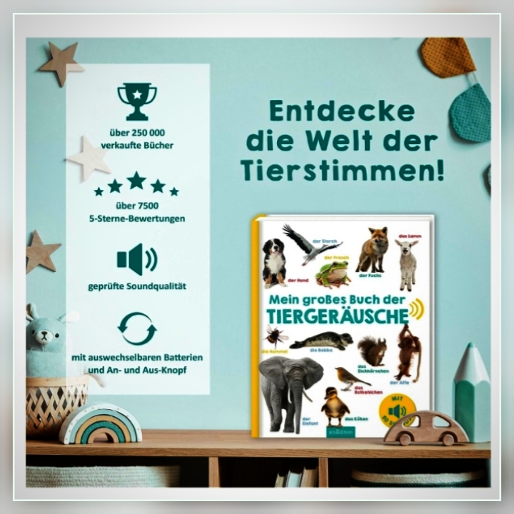 Amazon 🇩🇪 Bestseller: ‚Mein großes Buch der Tiergeräusche‘ Top Weihnachtsgeschenk für Kinder ab zwei Jahren!