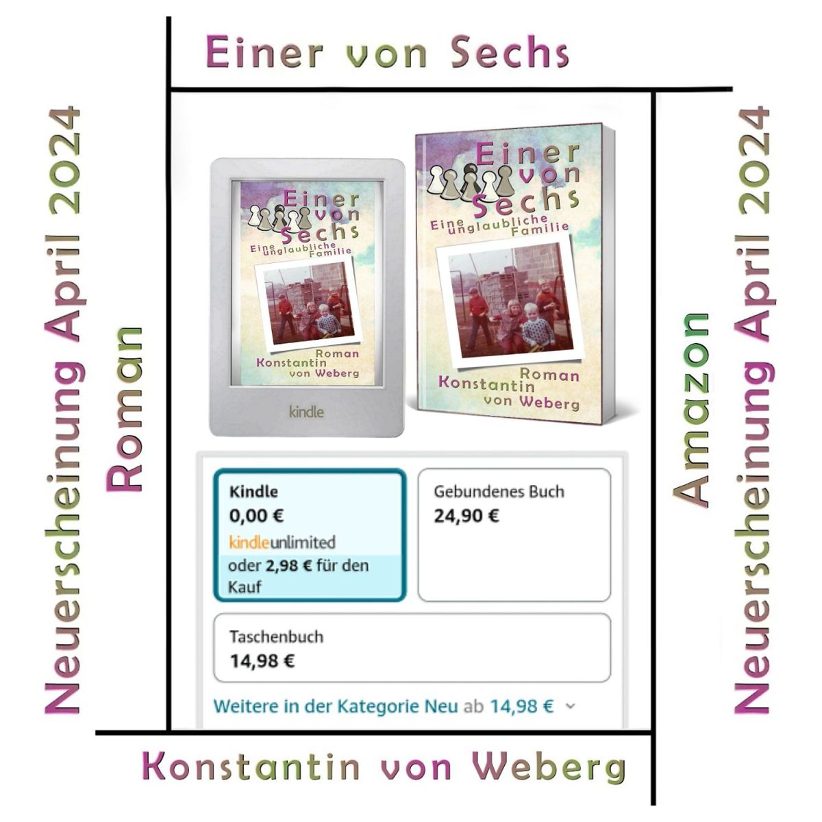Roman ‚Einer von Sechs‘ E-Book radikal im Preis gesenkt!
